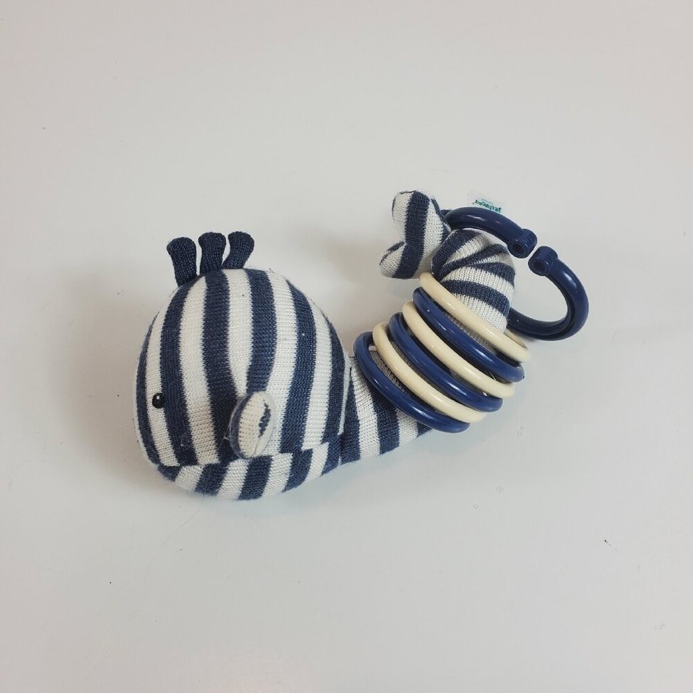 Jellycat Whale blue White Stripe Rings Crinkle Plush Baby